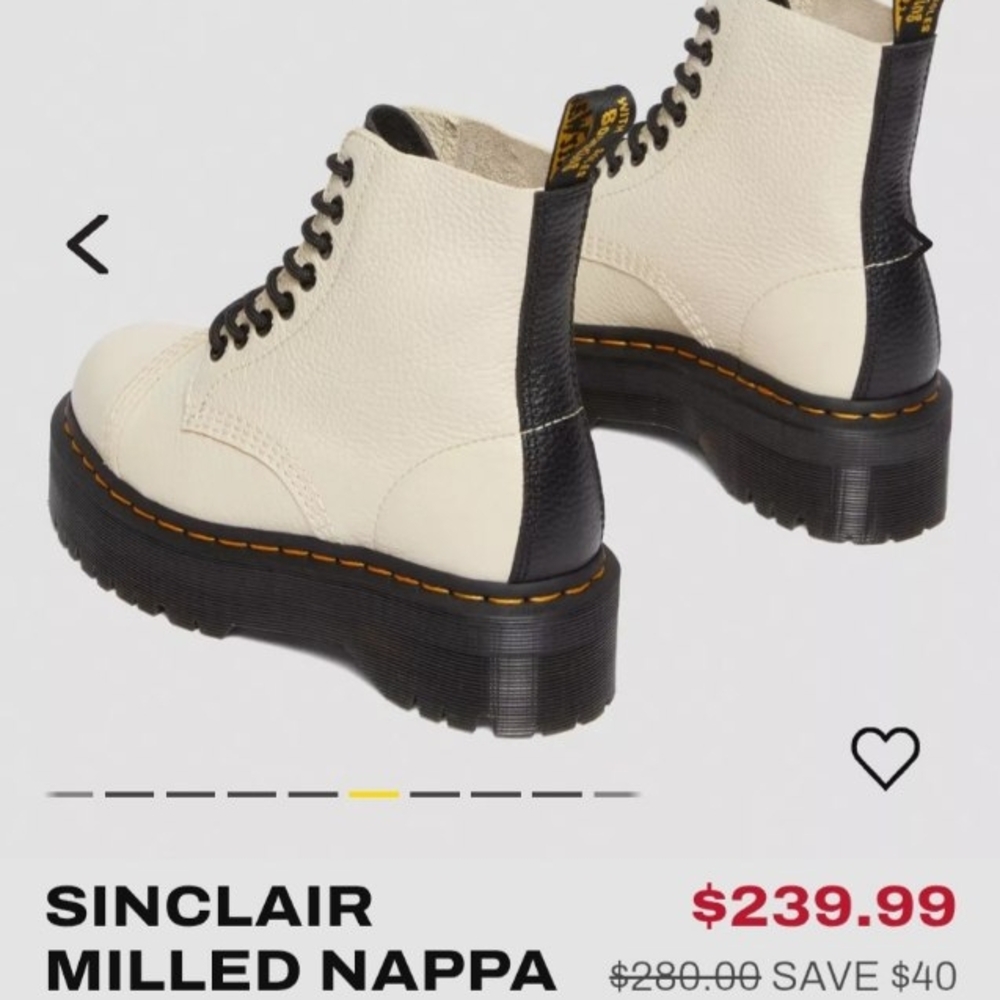 Dr. Martens Sinclair Milled Napa Leather Platform Boots 8US - Picture 6 of 10
